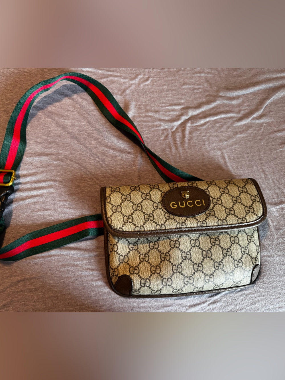 Crossbody with Green-Red Web Strap
